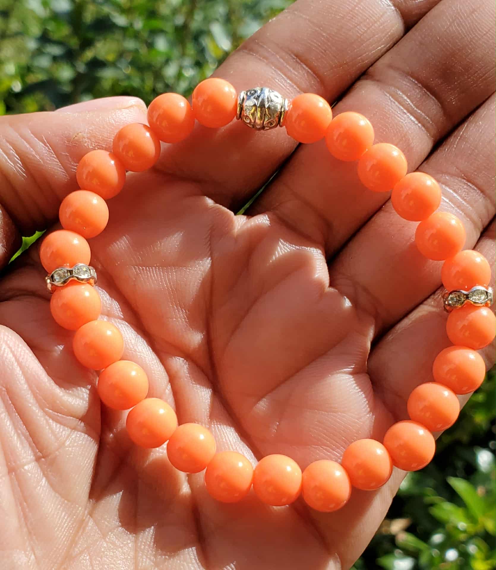 Tangerine Orange Beaded Bracelet - Charitable 🎗️
