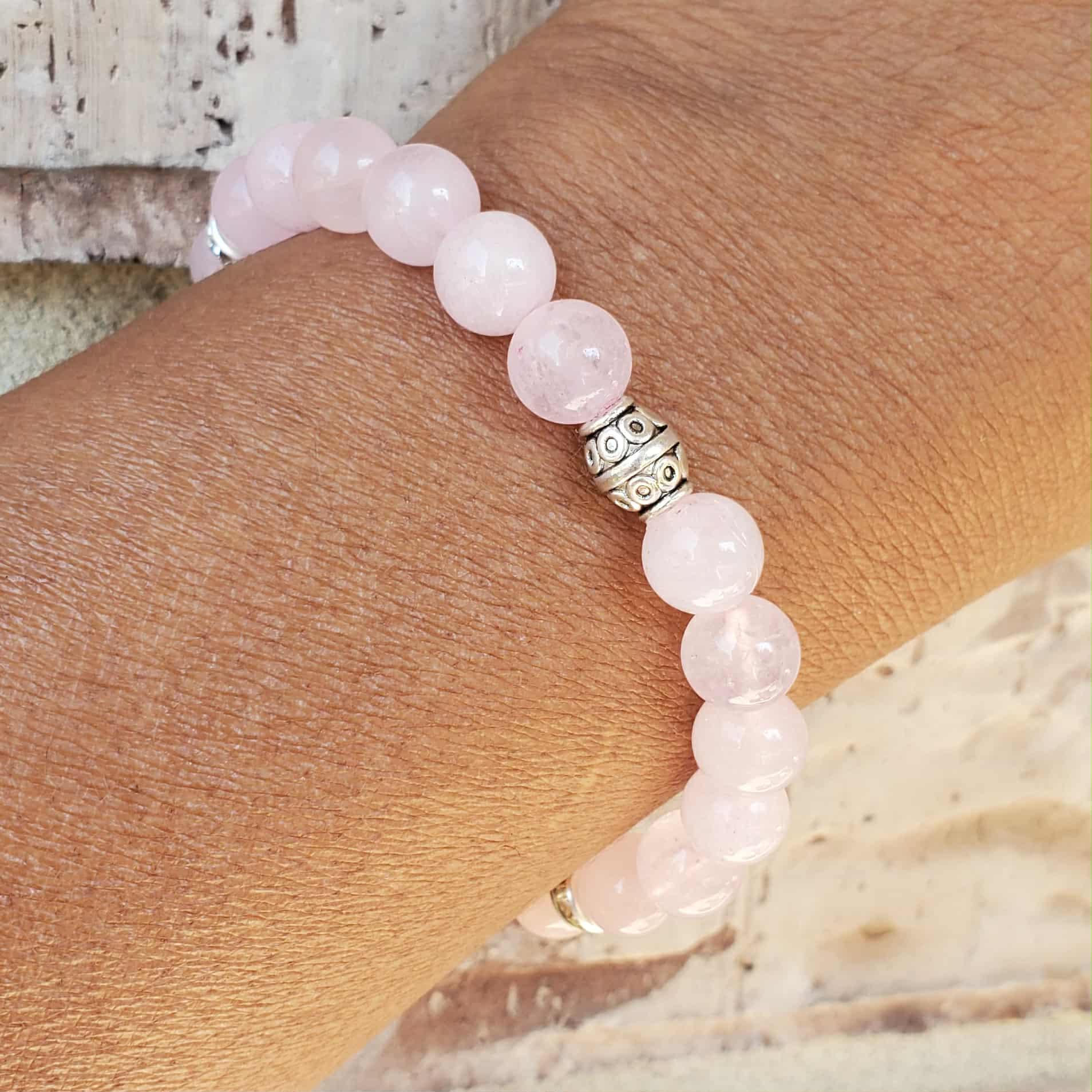 Natural Stone Rose / Pink Quartz Bracelet