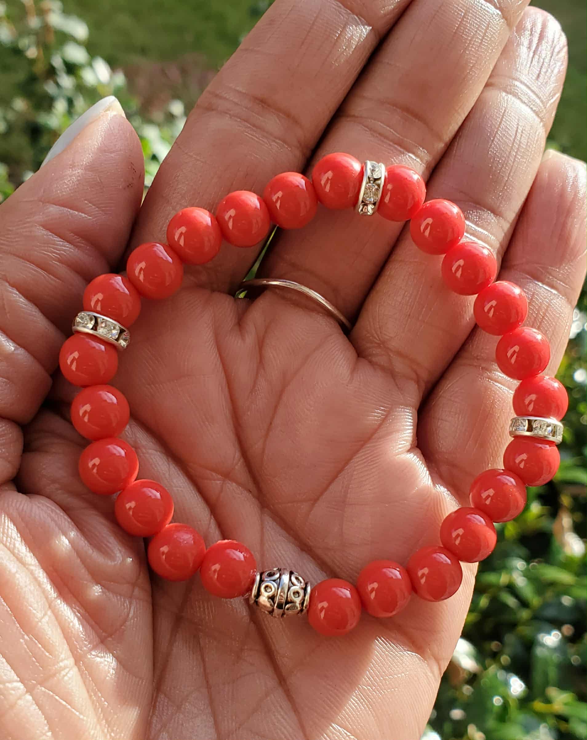 Dark Orange Beaded Bracelet