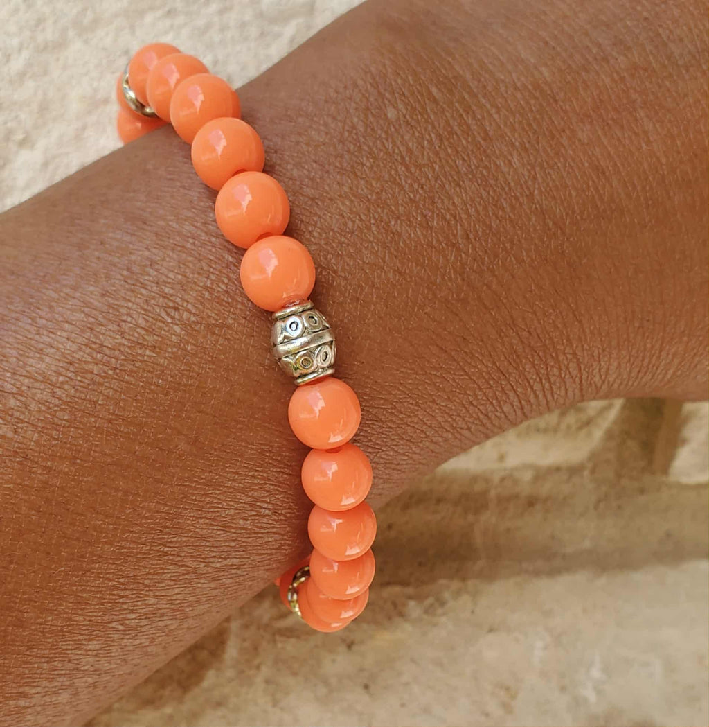 Tangerine Orange Beaded Bracelet - Charitable 🎗️