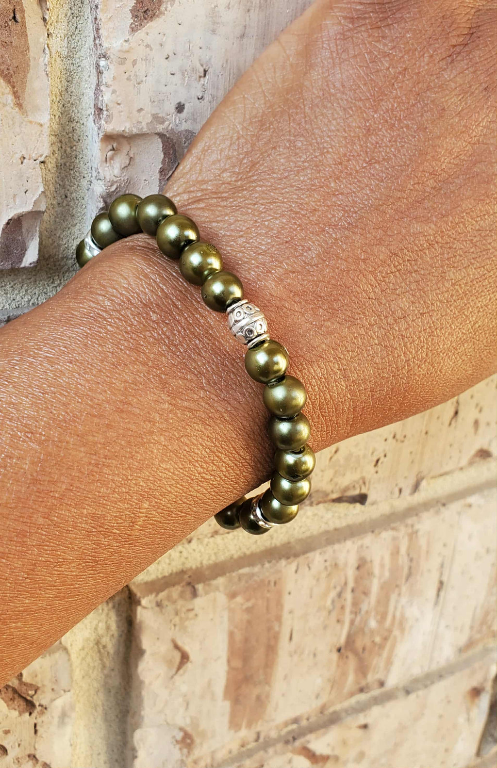 Limited Edition Olive Green Pearl Bracelet