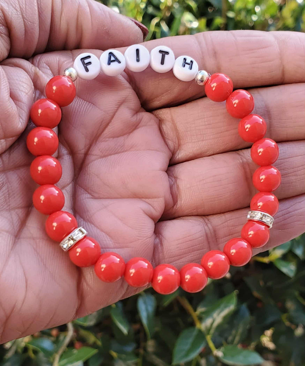 Red FAITH Fire Bracelet – 6.5" (Ladies/Teen)