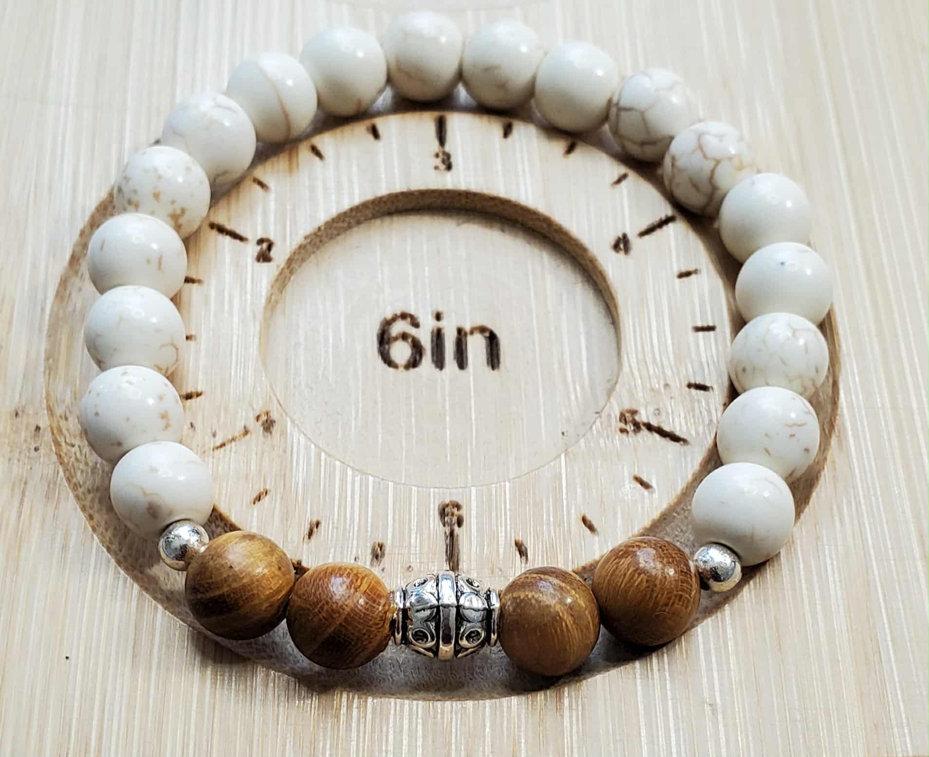 Natural Harmony Bracelet Beige Crackle and Brown Wood