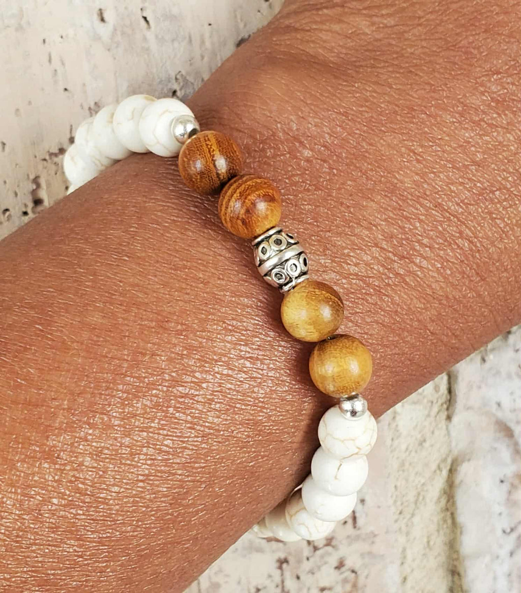 Natural Harmony Bracelet Beige Crackle and Brown Wood