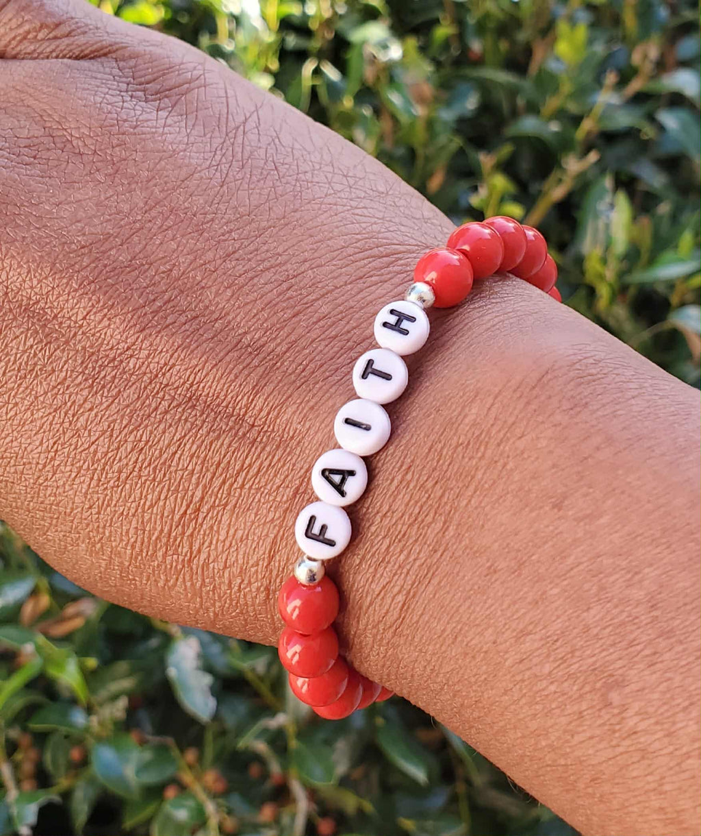Red FAITH Fire Bracelet – 6.5" (Ladies/Teen)