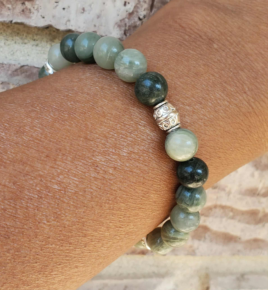 Green Grass Agate & Taiwan Green Jade Bracelet