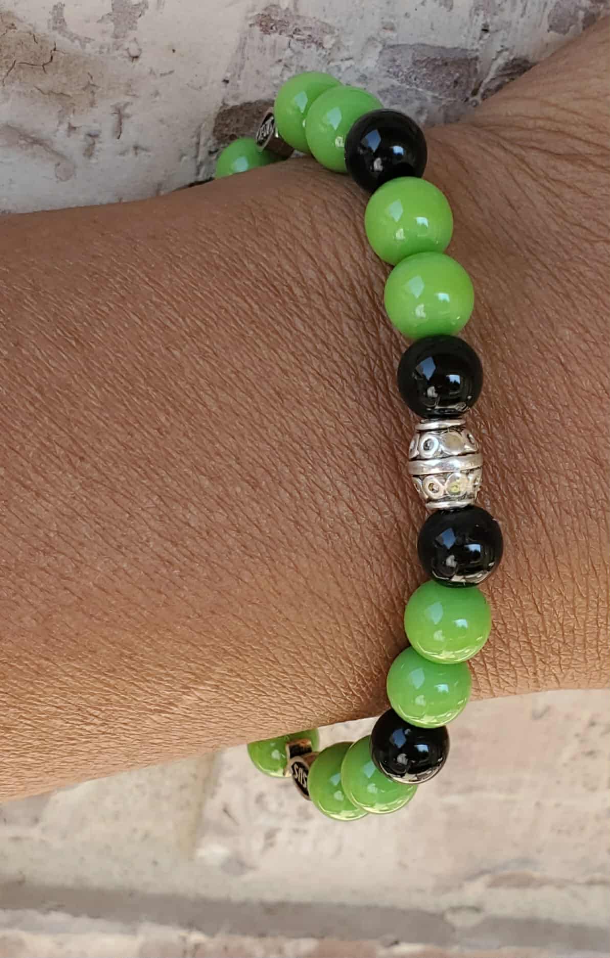 Limited Edition Green & Black Bracelet with Jesus Spacer
