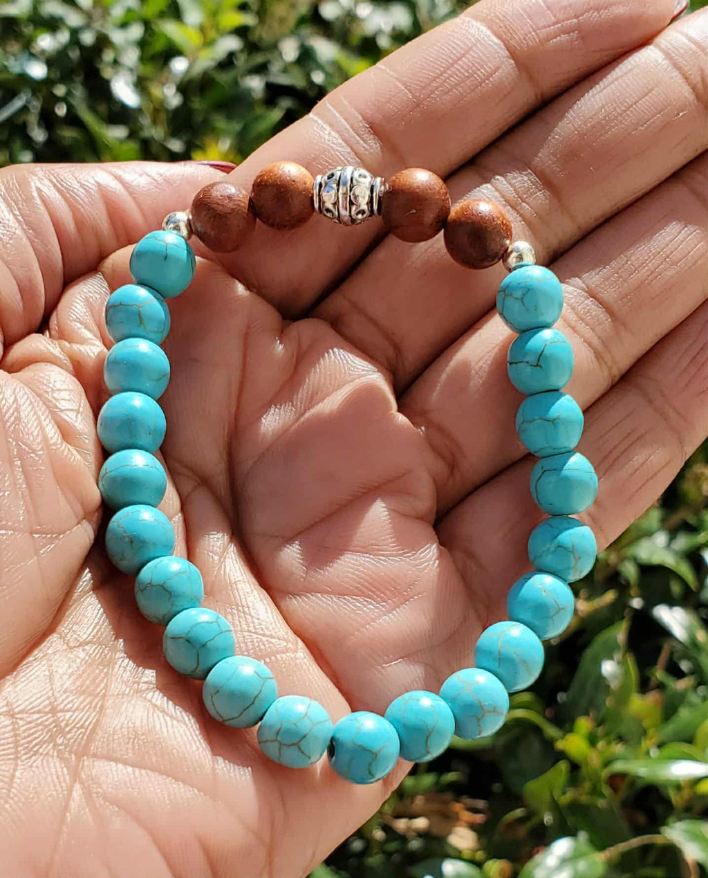 Turquoise Trail Wood Crackle Bracelet — 6.5"