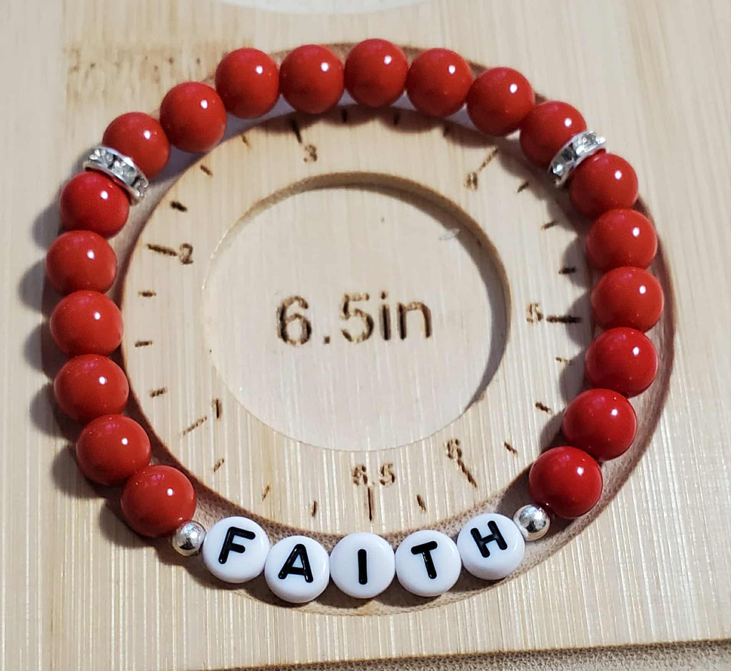 Red FAITH Fire Bracelet – 6.5" (Ladies/Teen)
