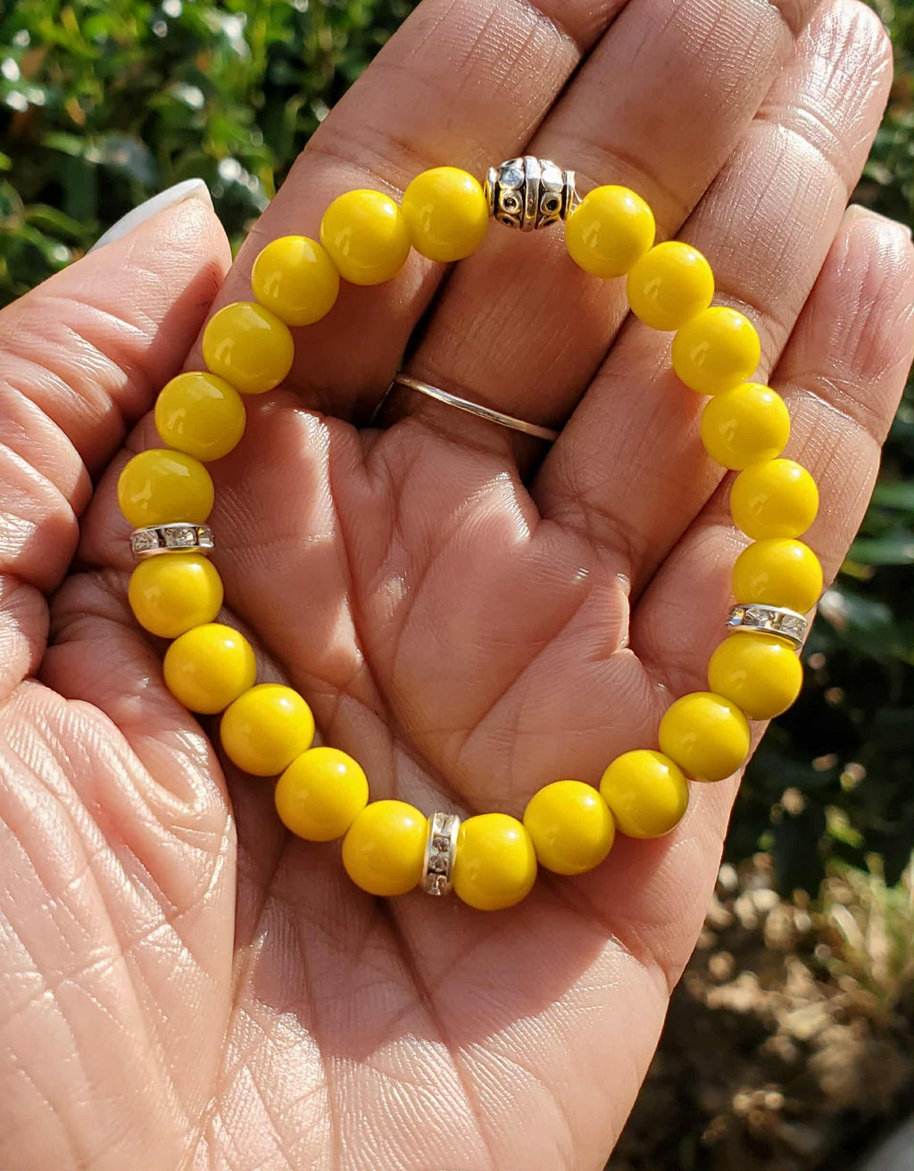 Mustard Yellow Glass Bead Bracelet