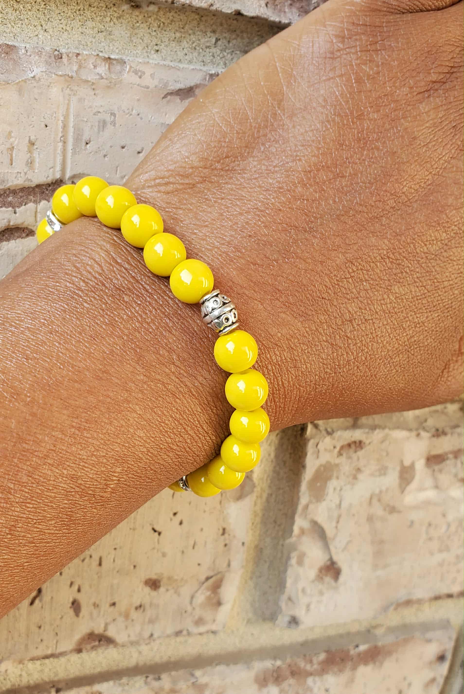Mustard Yellow Glass Bead Bracelet