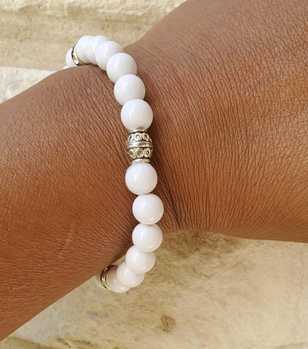 White Acrylic Beaded Bracelet