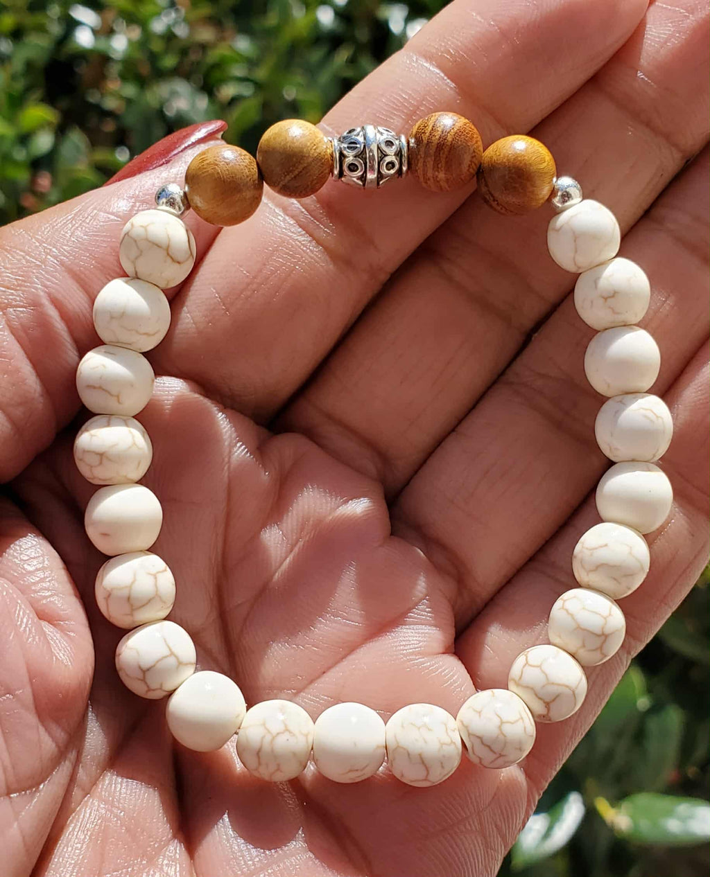 Natural Harmony Bracelet Beige Crackle and Brown Wood