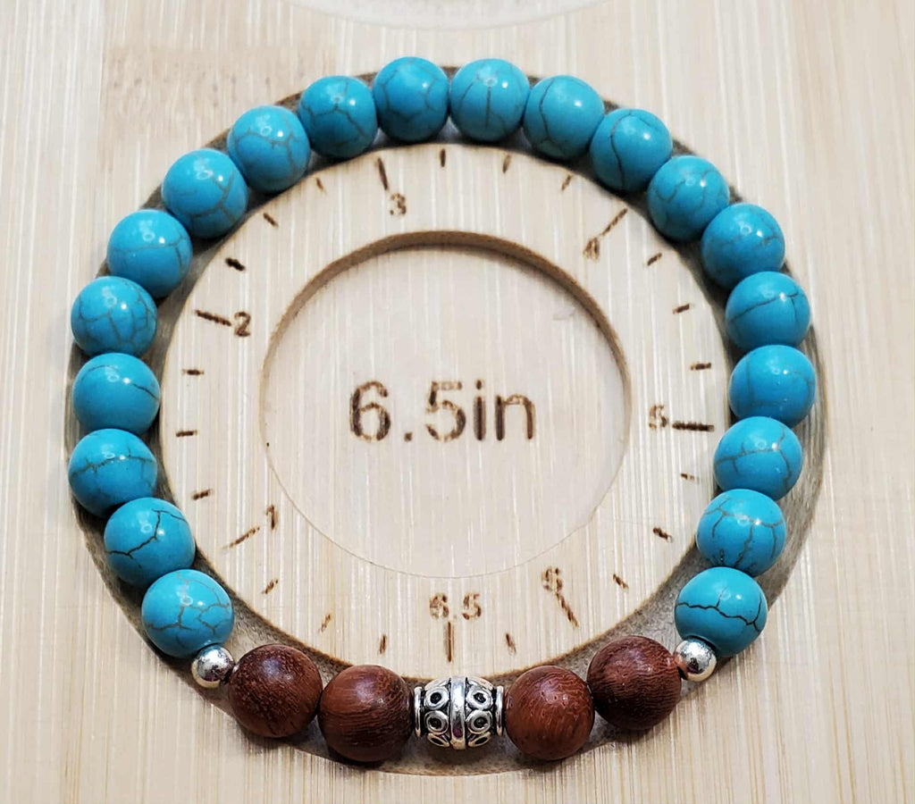 Turquoise Trail Wood Crackle Bracelet — 6.5"
