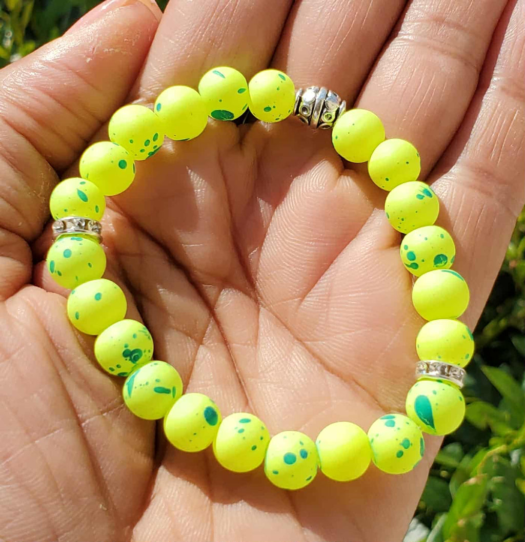 Neon Green Bracelet with Teal Specks