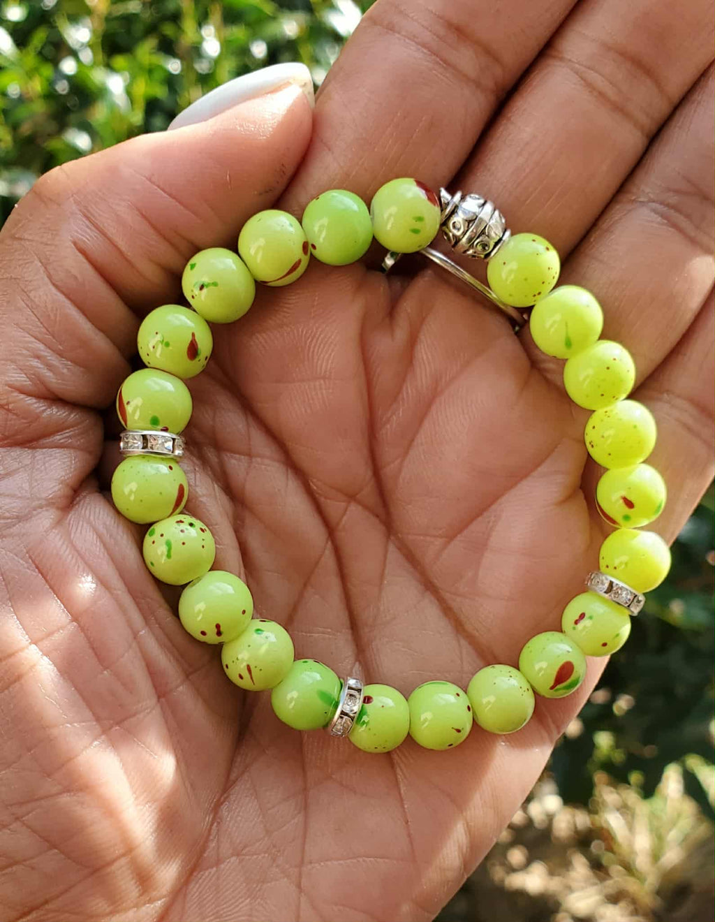 Grinch-Inspired Lime Green Beaded Bracelet