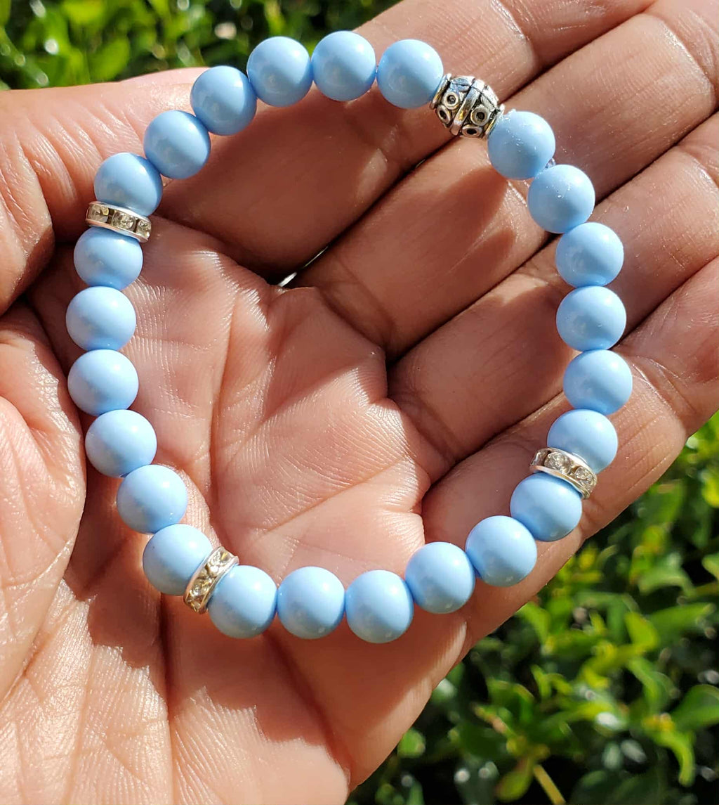 Baby Blue Beaded Bracelet 6.5"