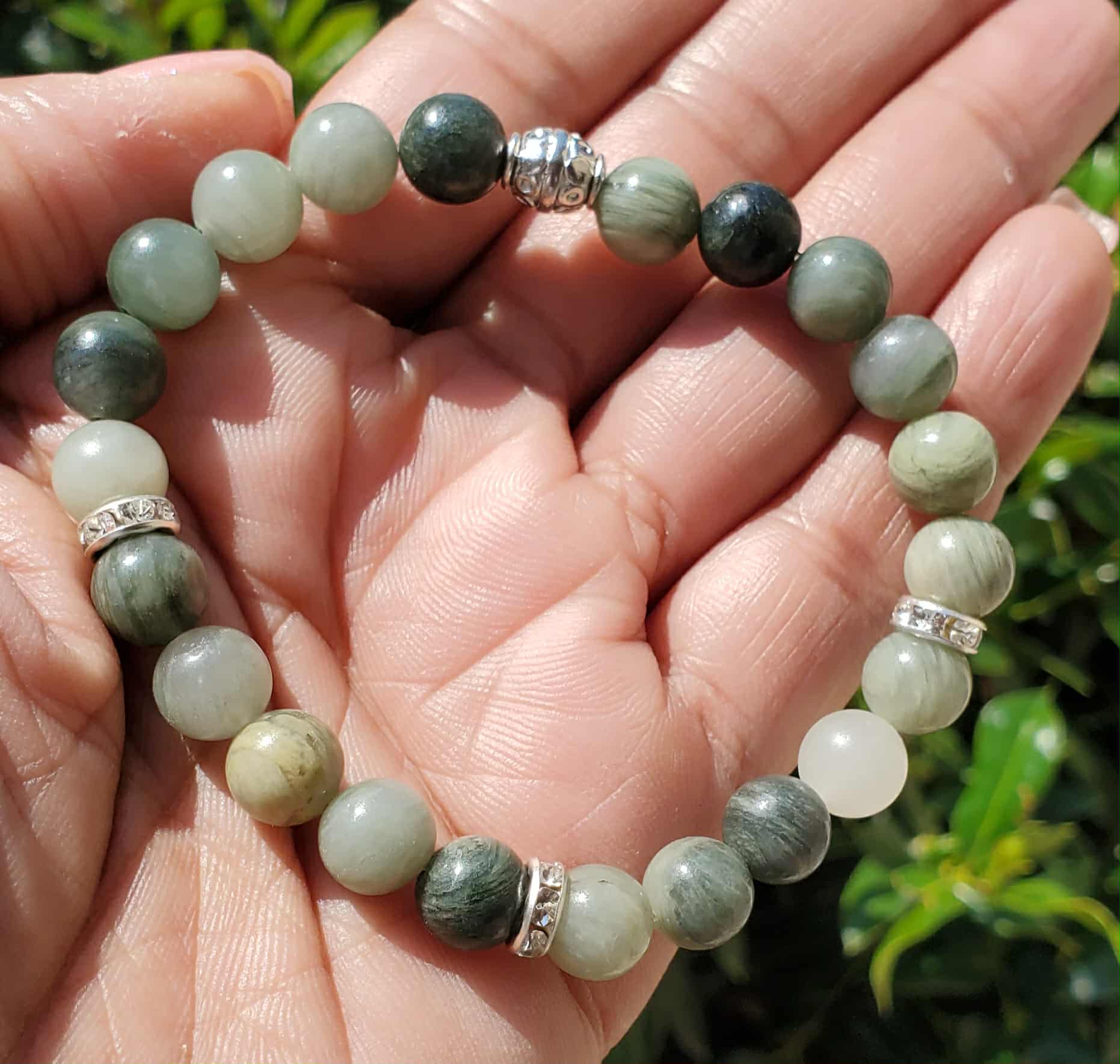 Green Grass Agate & Taiwan Green Jade Bracelet