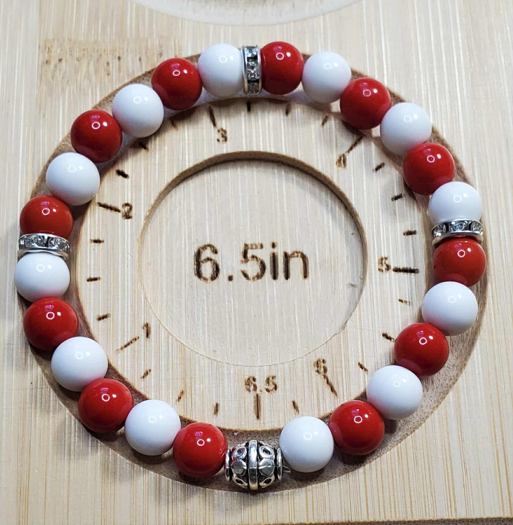 Red & White Alternating Bead Bracelet