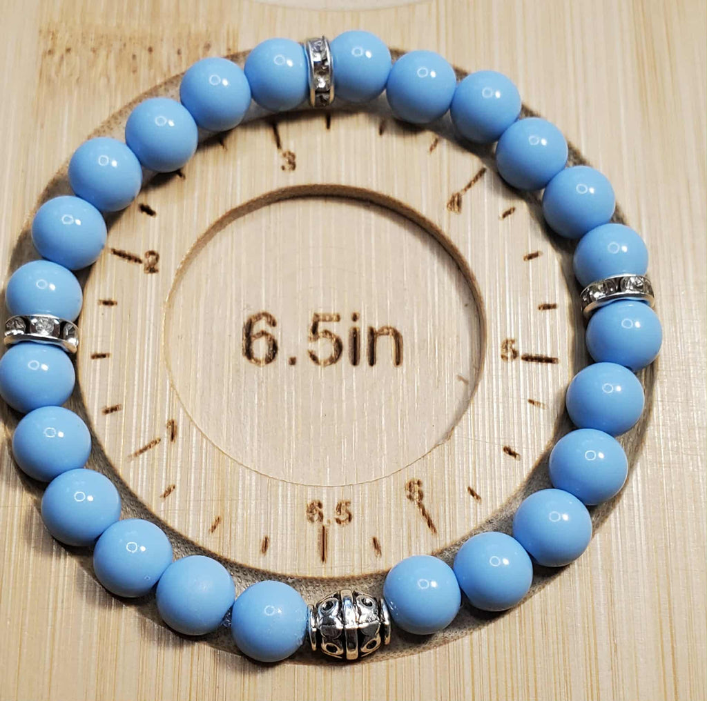 Baby Blue Beaded Bracelet 6.5"